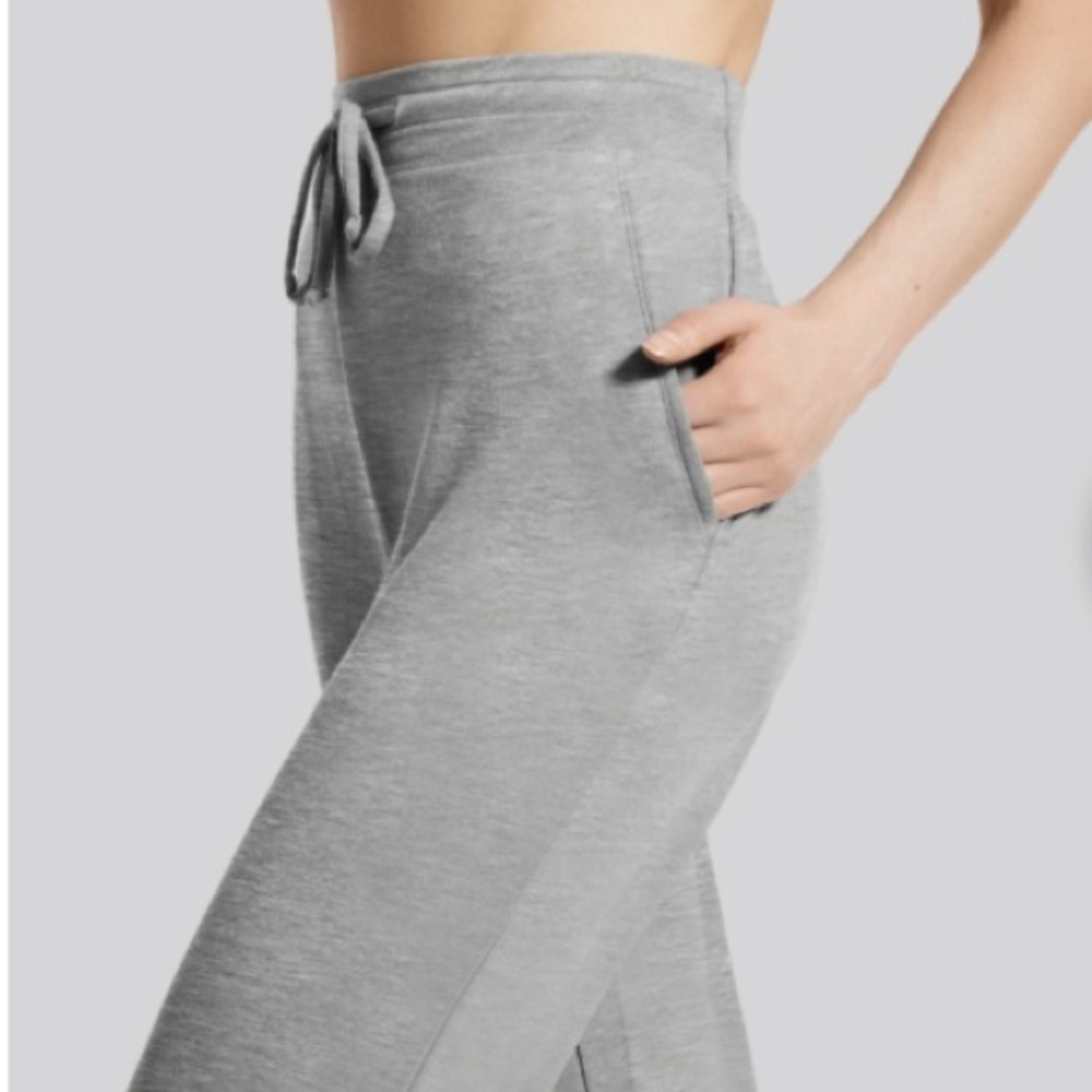 New! Hue Studio Women's Super Soft Hi-Rise Joggers with Pockets, Heather Gray L - Picture 3 of 5